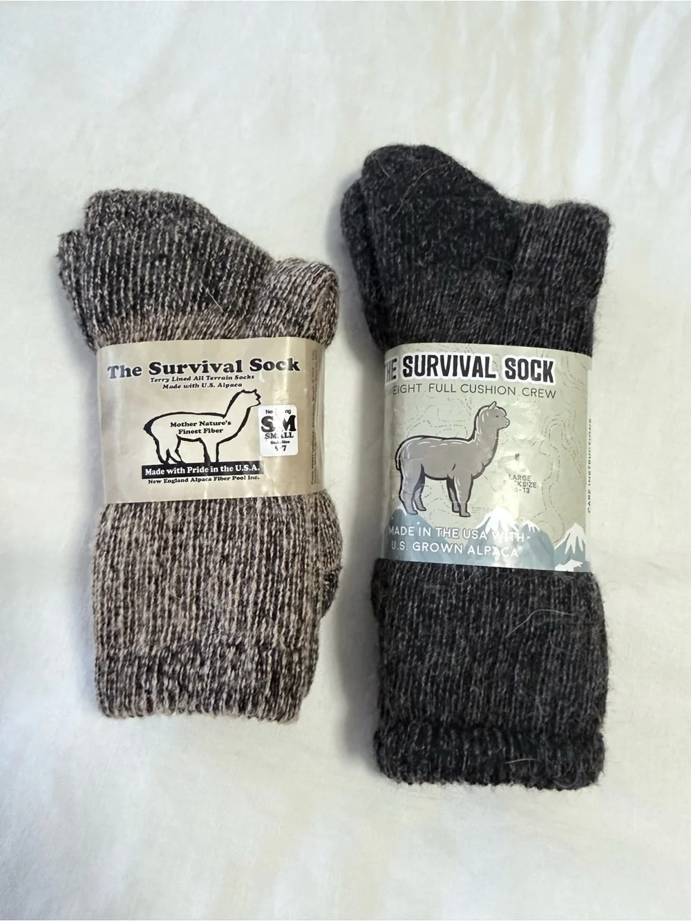 Alpaca Survival Socks | Women’s Large (SZ 10-13) Small (SZ 5-7) | Lot Of 2 Pair